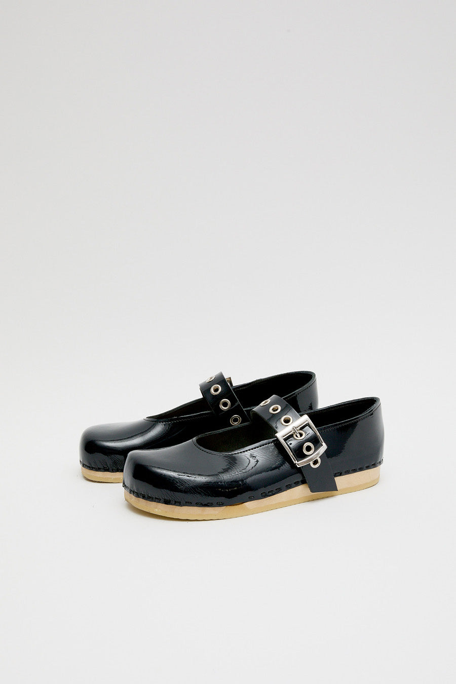 No.6 Maryjane Clog on Flat Bendable Base in Navy Patent