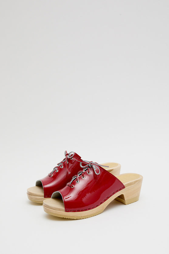 No.6 Simone Clog on Mid Heel in Red Patent
