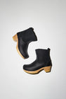 No.6 5" Pull on Shearling Clog Boot on Mid Heel in Black SuedeNo.6 5" Pull on Shearling Clog Boot on Mid Heel in Black Suede