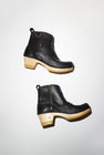 No.6 5" Leather Clog Buckle Boot on Mid Heel in Black