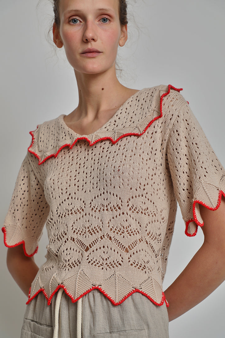 Atelier Delphine Ellery Shirt in Beige and Red