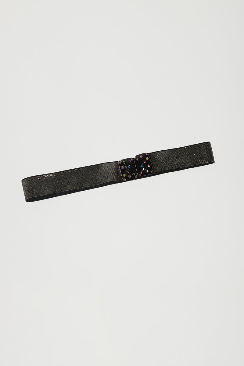 Exquisite J Micro Crystals Belt in Black