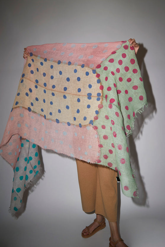 Exquisite J Painted Scarf in Multi Dots Pastel