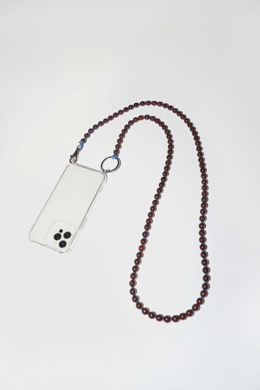Ina Seifart Handykette Iphone Necklace in Dark Brown with Blue Thread