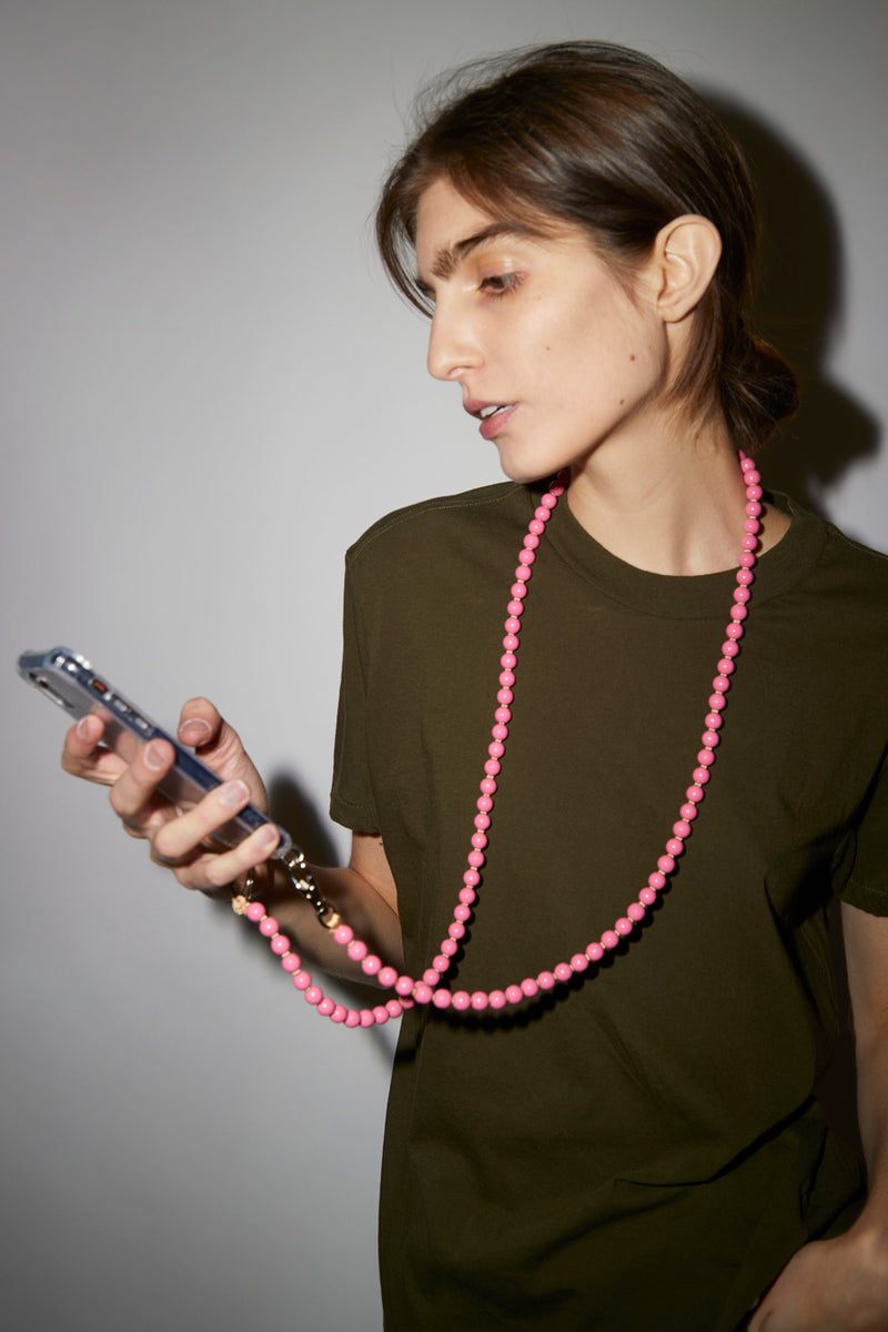 Ina Seifart Handykette Iphone Necklace in Rose with Beige Thread