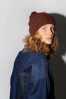 Karakoram Fold Up Long Pom Pom Beanie in Dark Brown