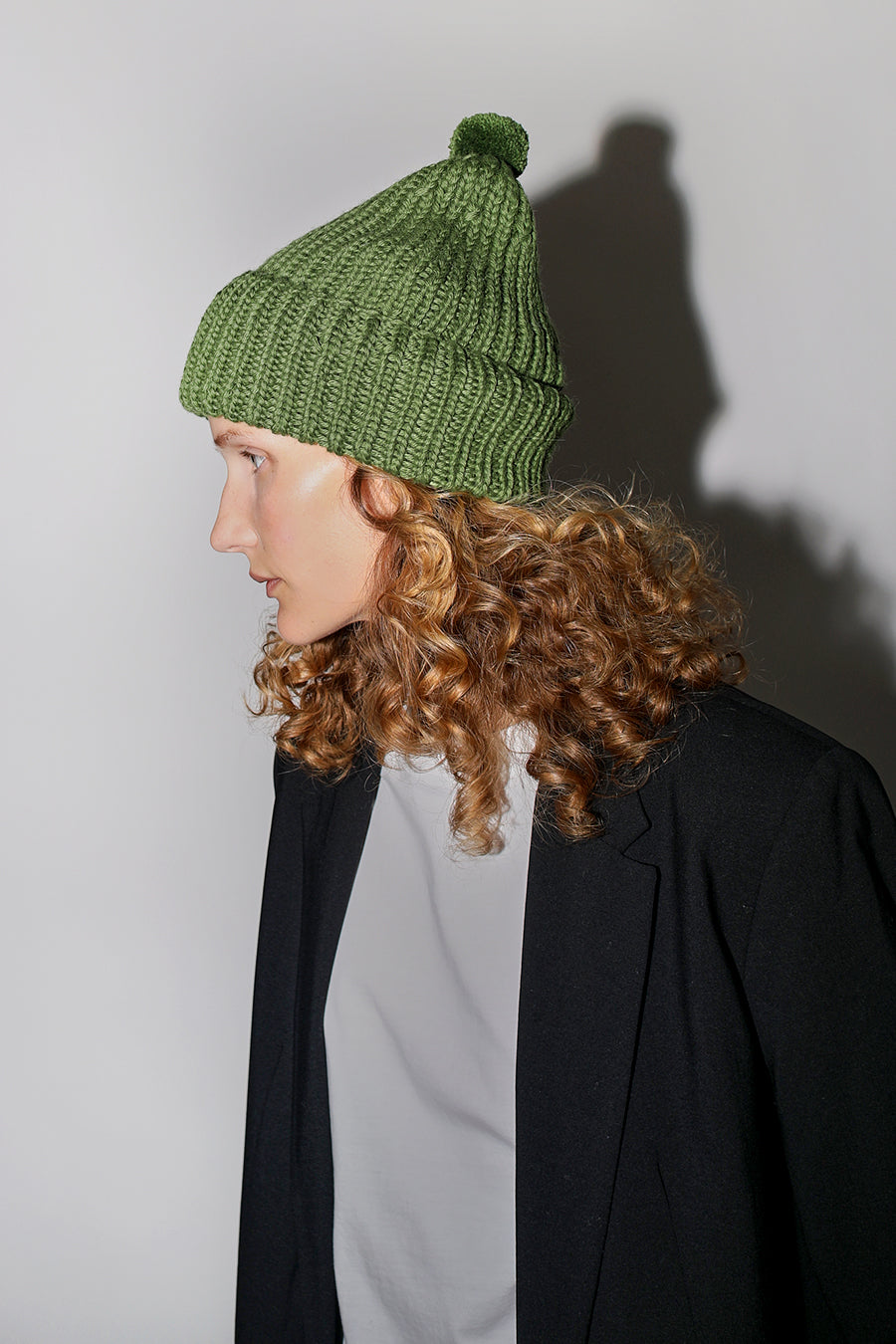 Karakoram Fold Up Long Pom Pom Beanie in Grass