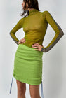 KkCo Scrunch Mini Skirt in Kelp
