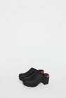 No.6 Liza Clog on Mid Tread in Black with Zebra Shearling on Black Base