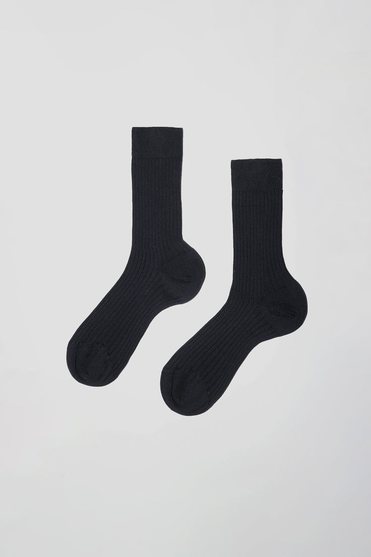 Image of Maria La Rosa Organic Cotton Ribbed Socks in Navy