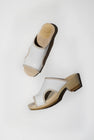 No.6 Alexis Clog on Mid Heel in White Patent