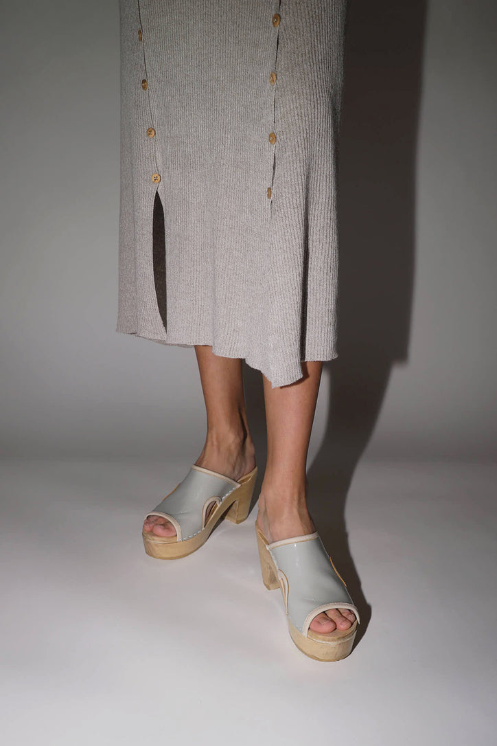 Image of No.6 Alexis Clog on Platform in Dove Patent
