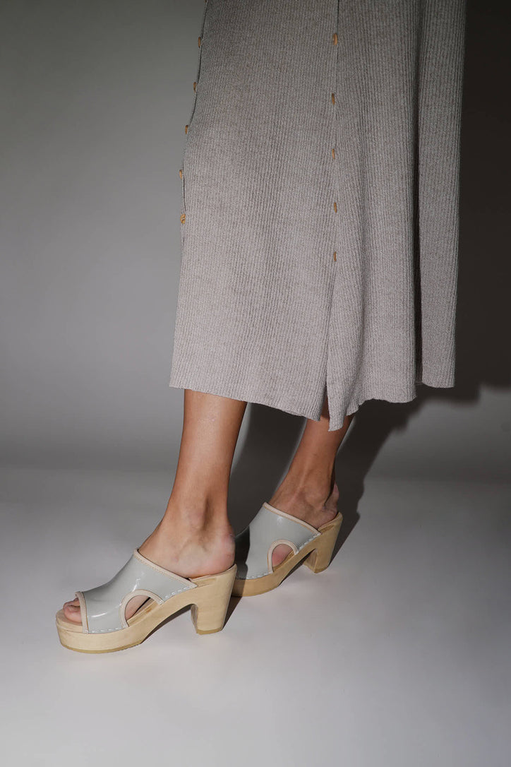 Image of No.6 Alexis Clog on Platform in Dove Patent