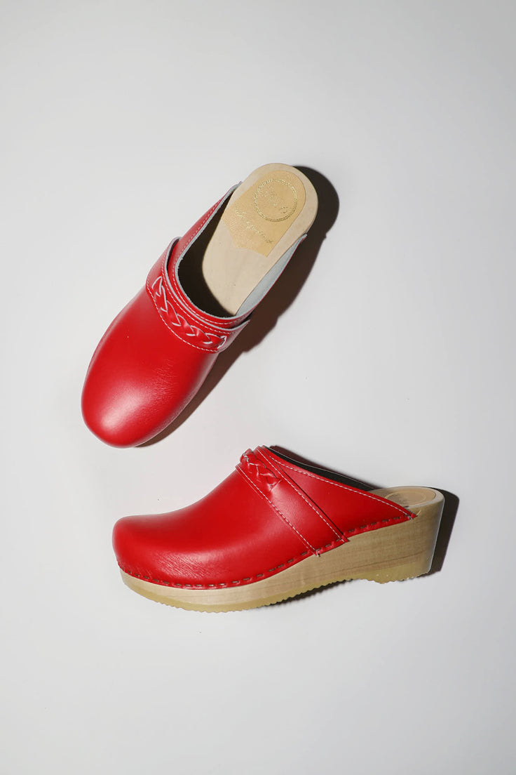Image of No.6 Bridget Clog on Mid Wedge in Red
