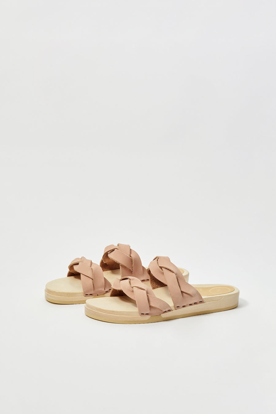 No.6 Double Braided Clog on Bendable Flat Base in Pink Sand