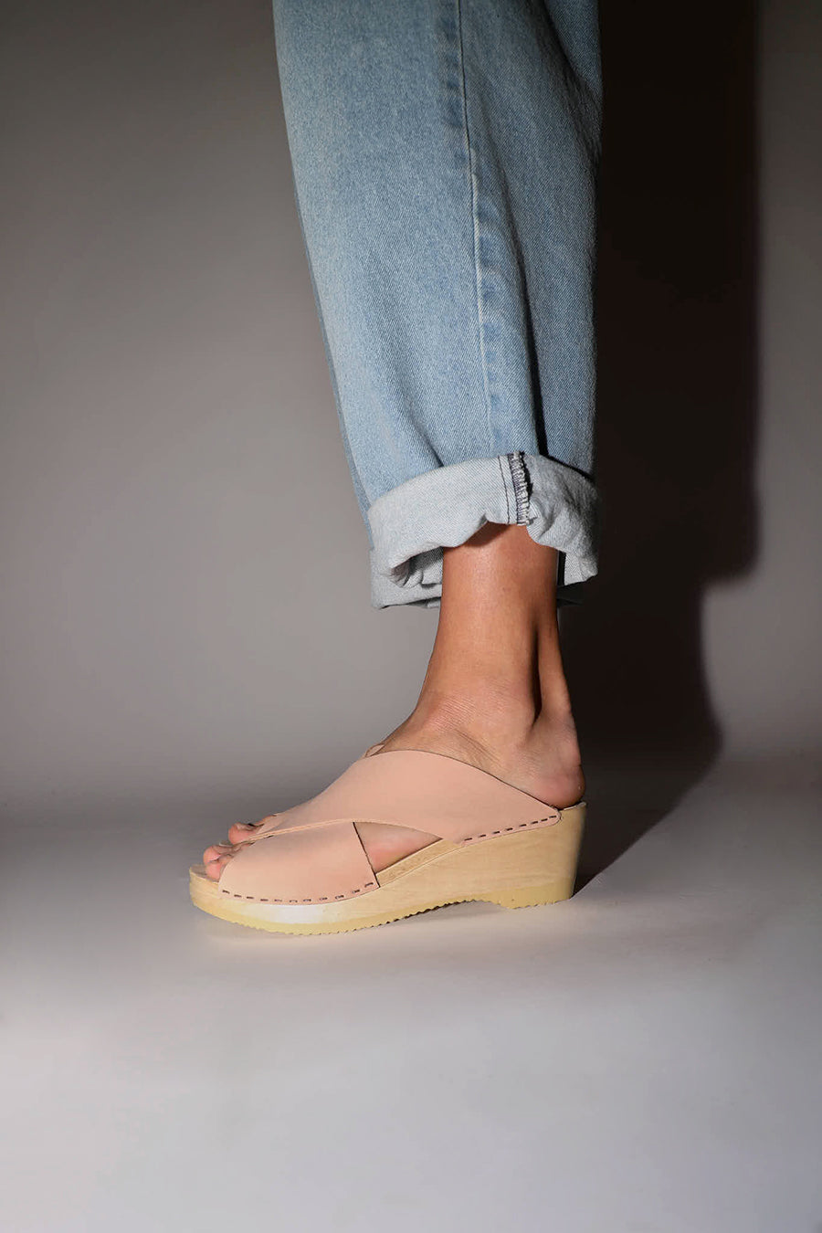 No.6 Frida Clog on Mid Wedge in Pink Sand