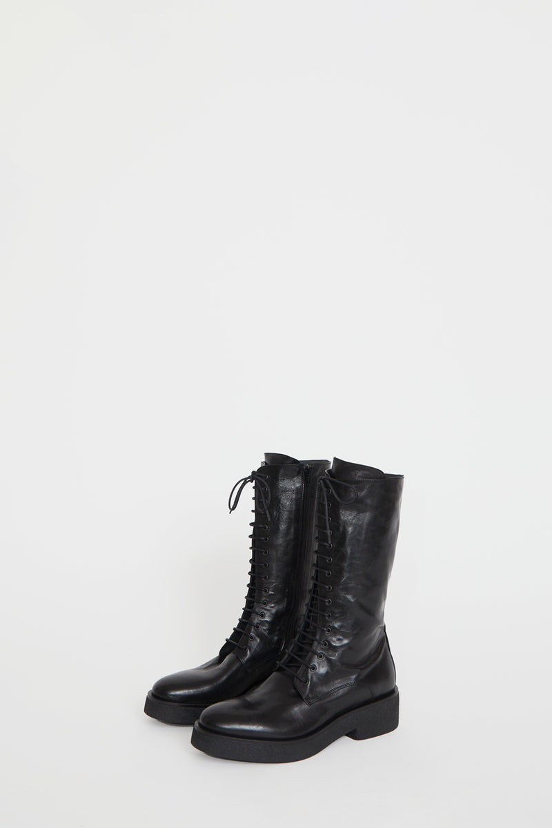 No.6 Lace Up Crepe Sole Boot in Nero No.6 Store