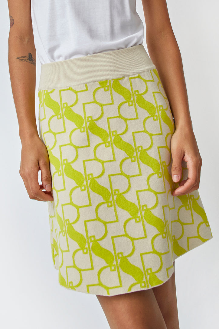 Rodebjer Tendai Monogram Skirt in Lime
