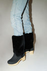No.6 Alpha Shearling Clog Boot on Mid Tread in Midnight on White Base